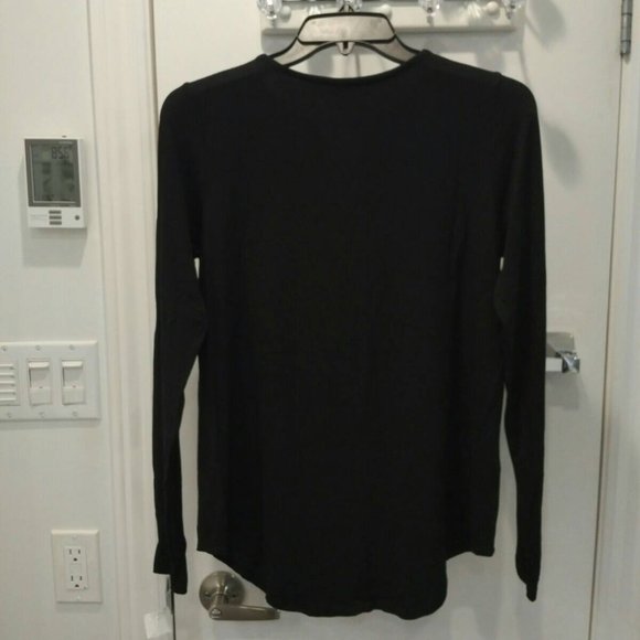 NEW Black Long-Sleeve Softly-Draped Knit Top, Keyhole Neck, Small - Picture 4 of 5